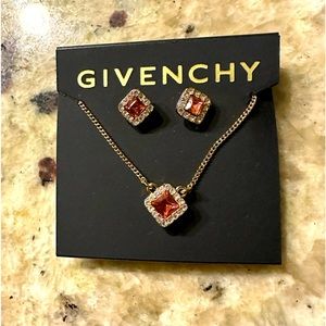 Givenchy square diamond-paved earrings and necklace set
